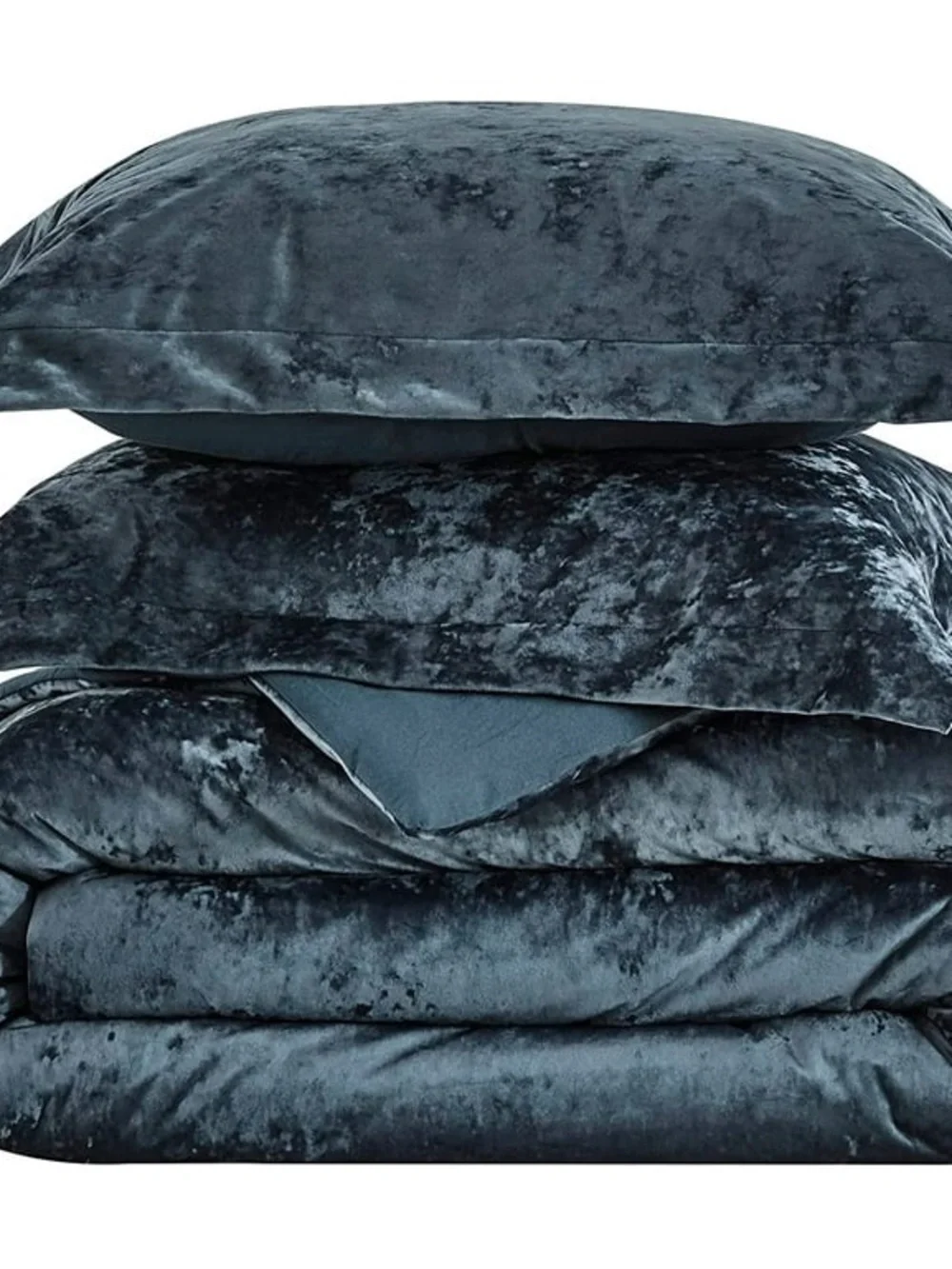 Plush Velvet Comforter Set in Slate Blue king 3 piece comforter set